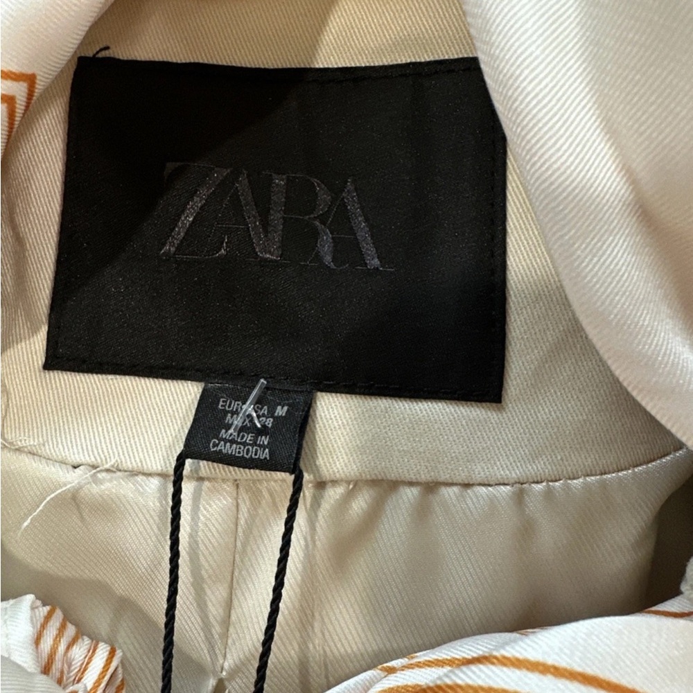 NWT Zara Woman’s m Long Scarf Trench Coat Light Beige Belted Midi Jacket - Picture 7 of 8